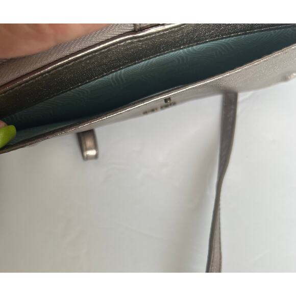 The Sak Leather Iris 3 in 1 Metallic Gold Crossbody Clutch Zip Around Wallet Bag - Picture 11 of 12